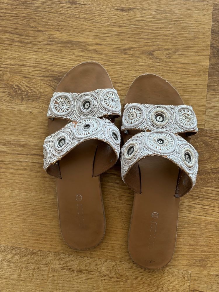 White Beaded Flats