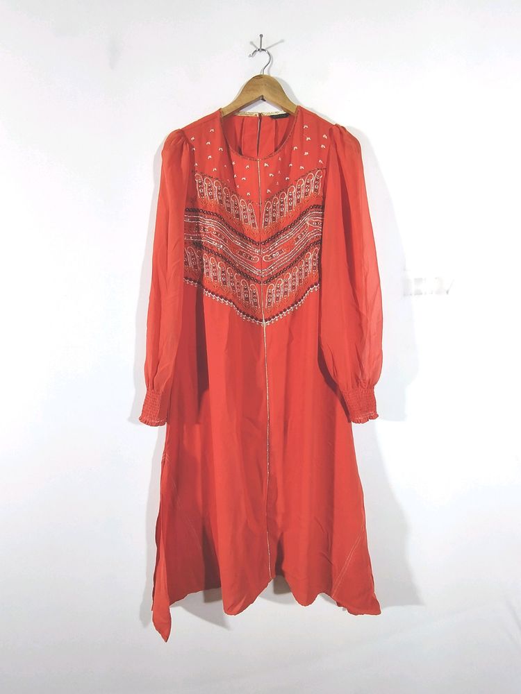 Orange Embroidered Kurta (Women's)