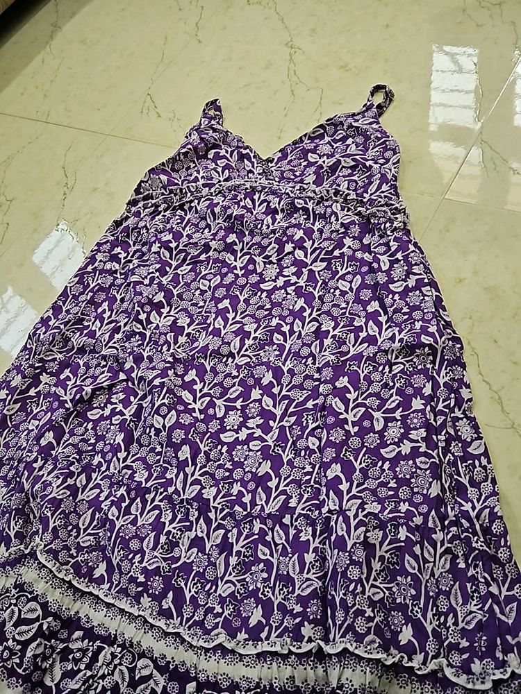 Striped Lilac Cotton Beach Dress