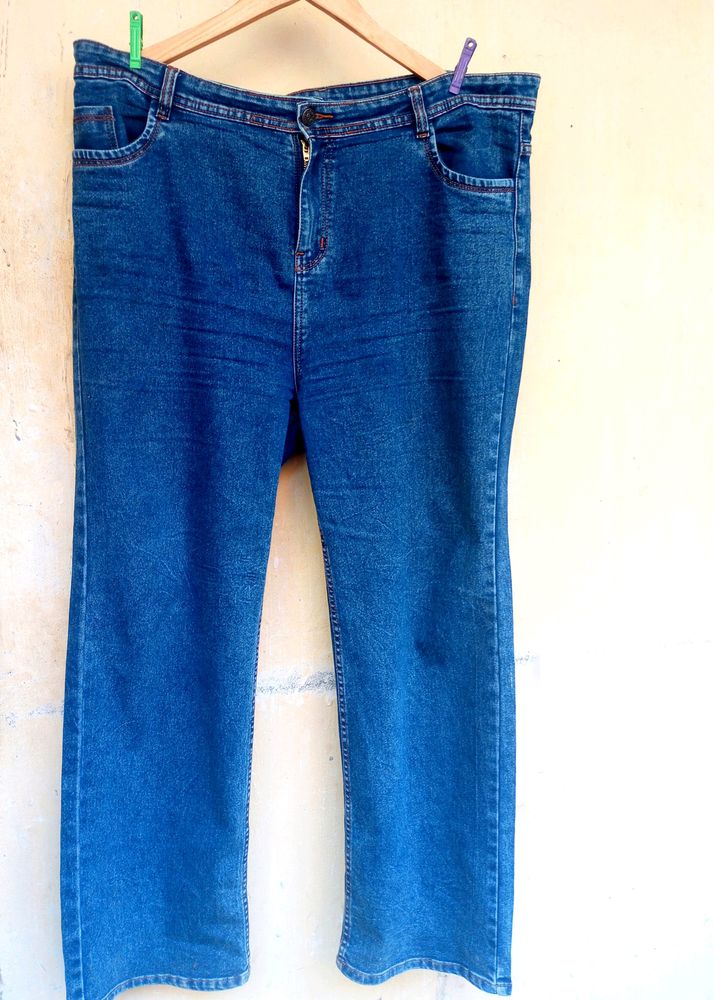 Korean Baggy Denim Blue Straight Fit Jeans (Women)