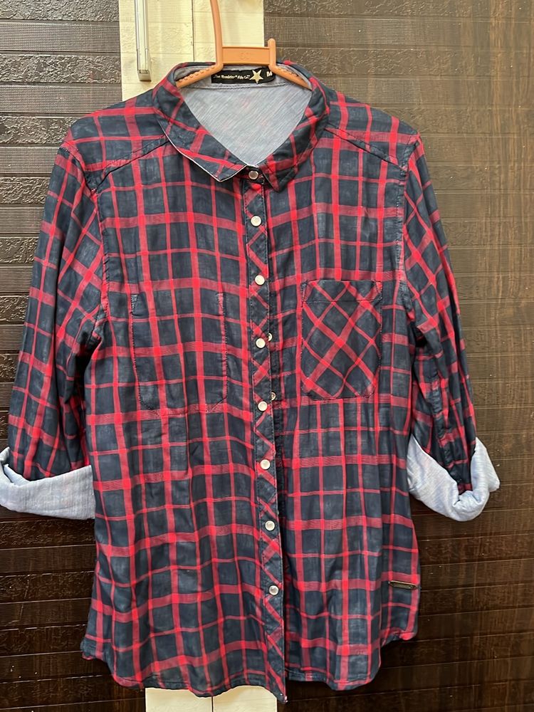 Two In One Shirt Check/ Plain