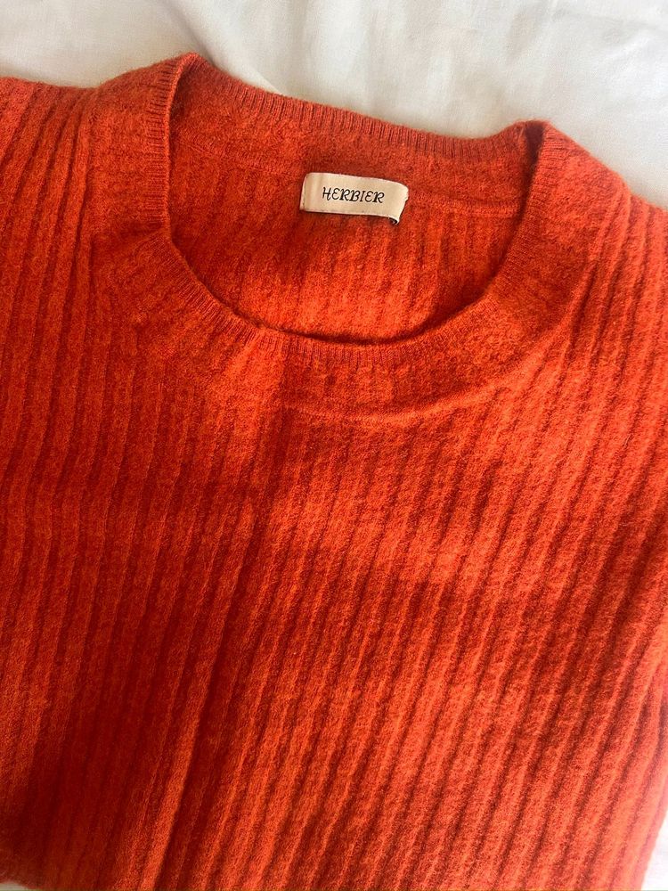 ORANGE RIBBED WINTER  Crop TOP