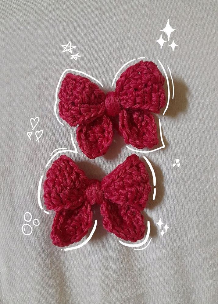 Crocheted Bow Hairclips