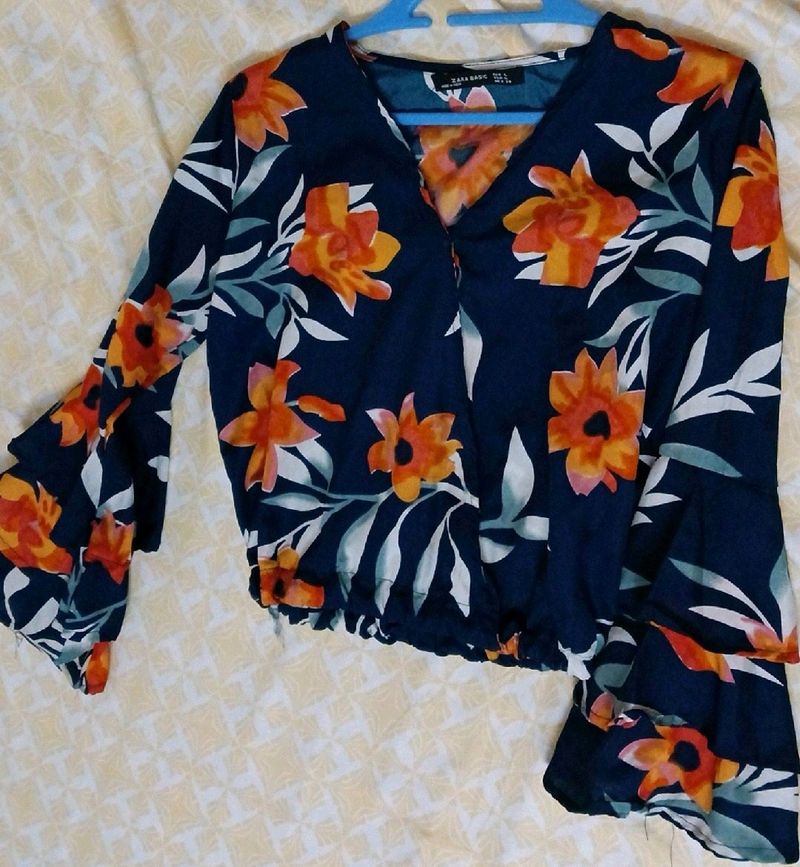 ZARA Ruffled Floral Top