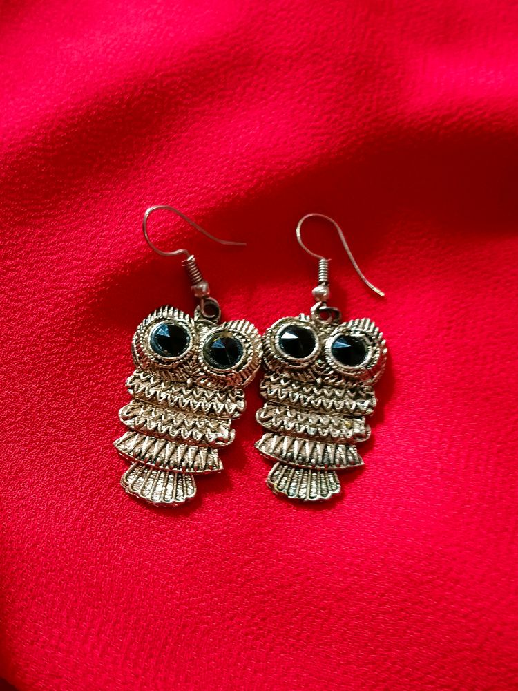 Owl Oxidized Earrings