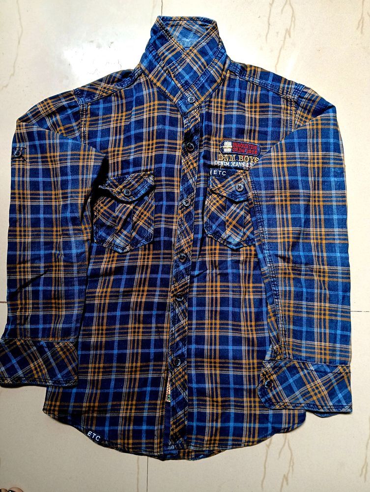 Blue Cotton Full Sleeves Shirt