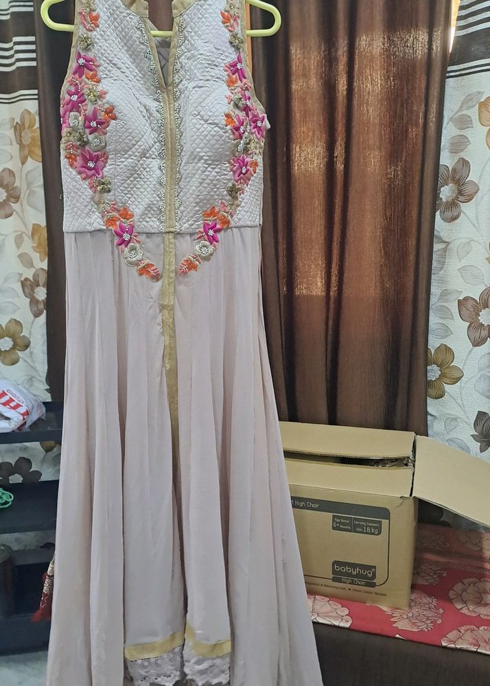 Lycra Gown With Pant And Dupatta- Mauve Color