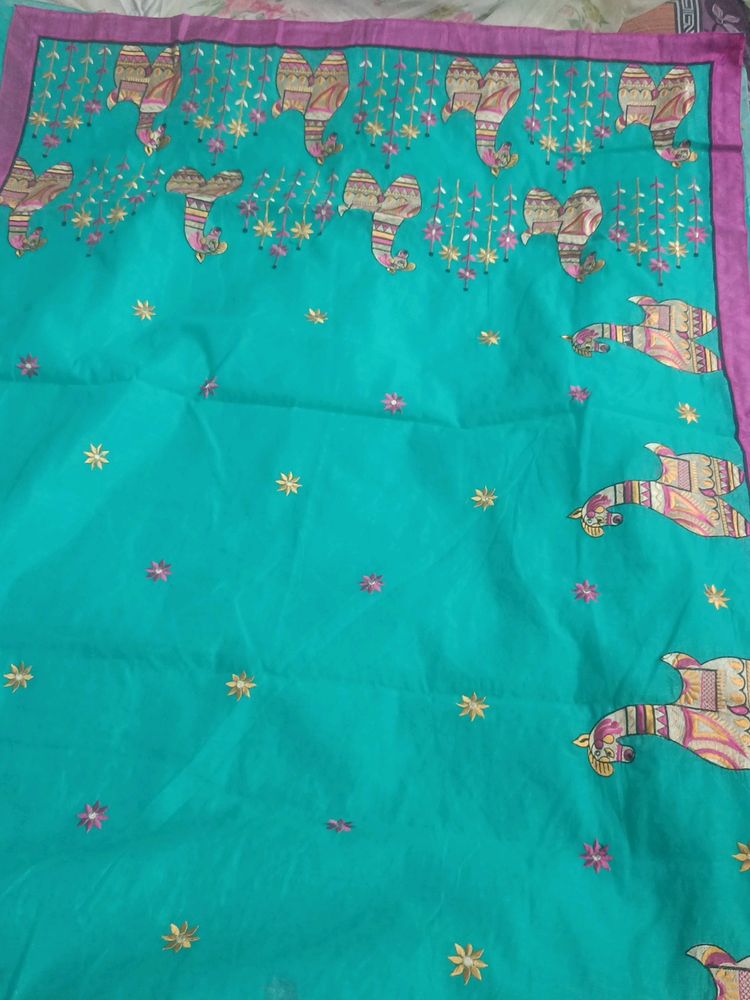 Sea Green Handloom  Saree