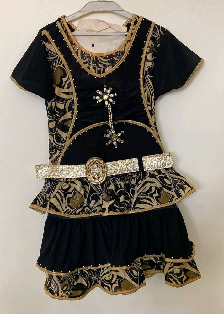 Golden Black Frock For Girls