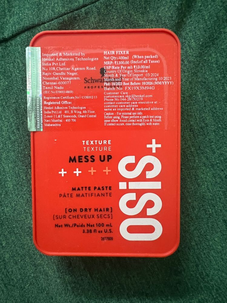 Schwarzkopf OSiS+ Mess UpHair Styling Matte Paste