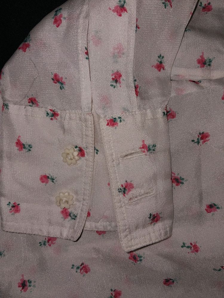 Coquette Floral Cute Shirt With Flower Buttons