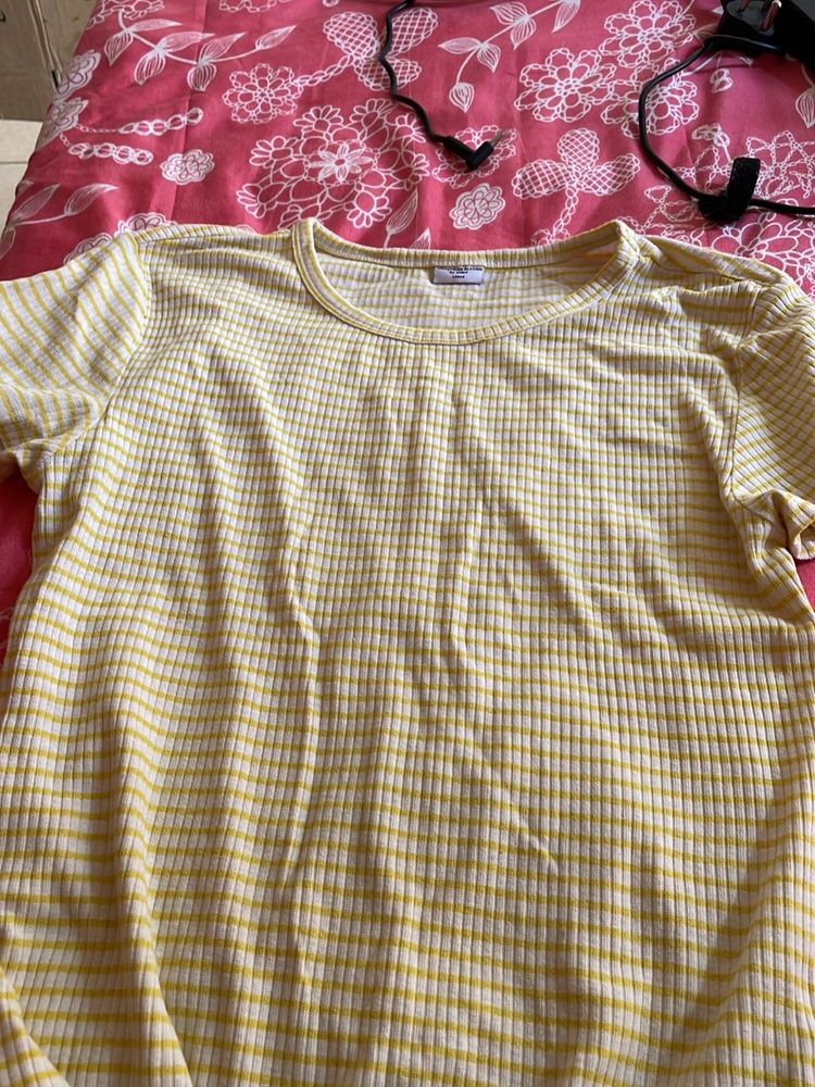 White Yellow Striped Only Top