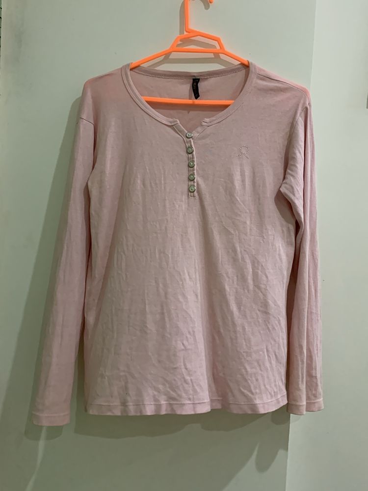 Cute pink full t shirt with rhinestones