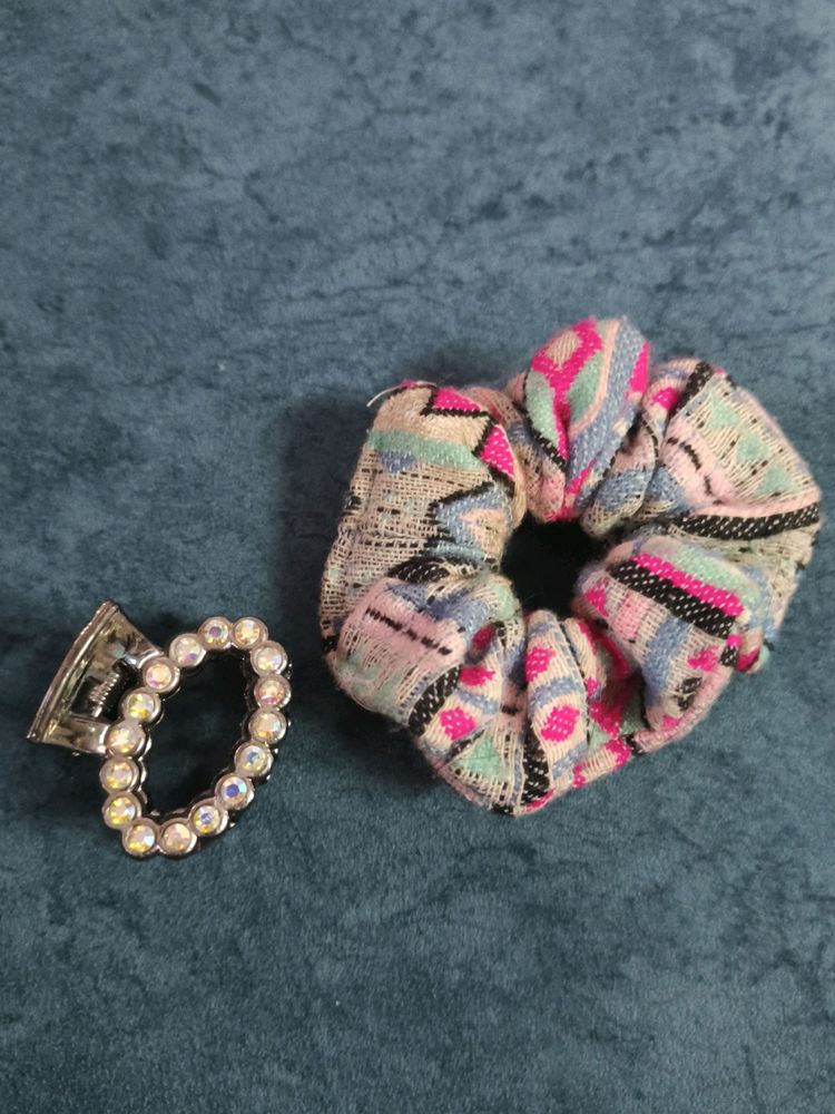 Scrunchie With A Holographic Studded Clip