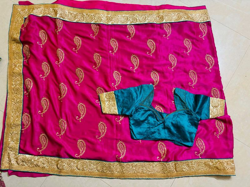 Partywear Saree With Designer Blouse