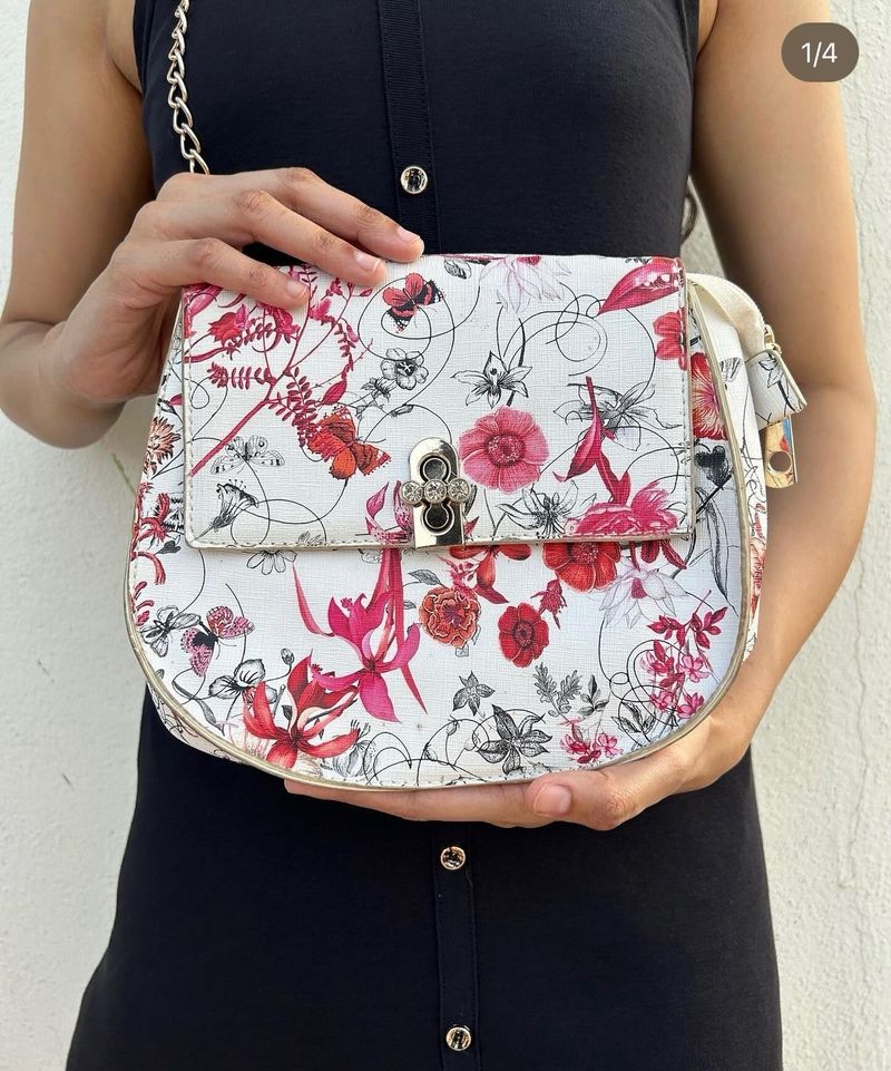 Pretty Floral Bag With Adjustable Sling