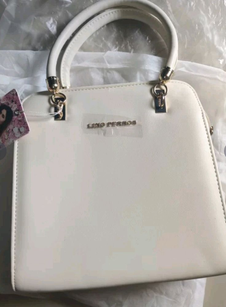 Lino Perros White Bag Handbag Clutch Purse