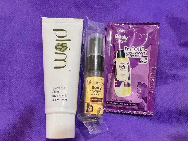 PLUM GREEN TEA FACE MASK BODY MIST AND OIL COMBO