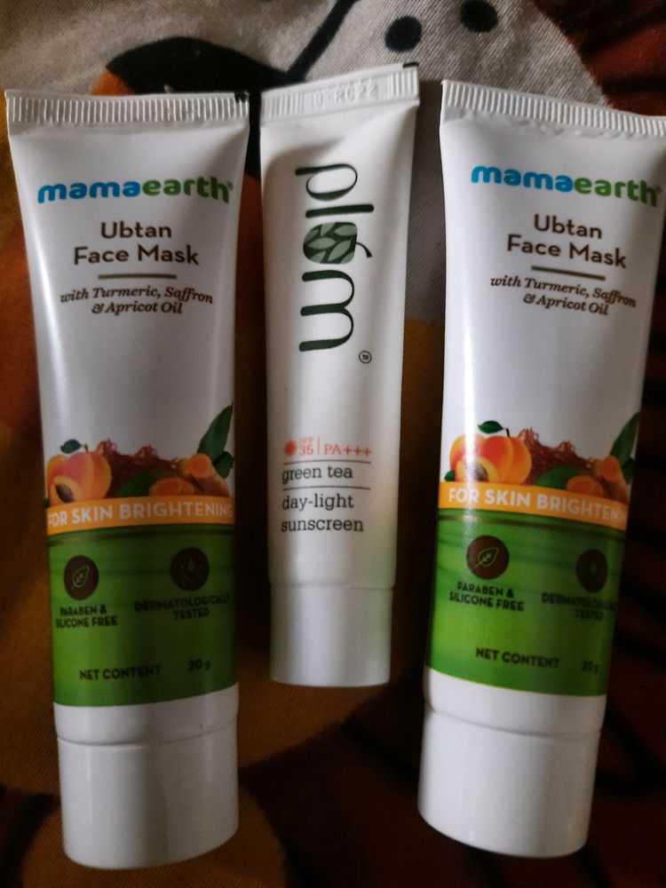Mamaearth Ubtan Facemask And Plum Sunscreen