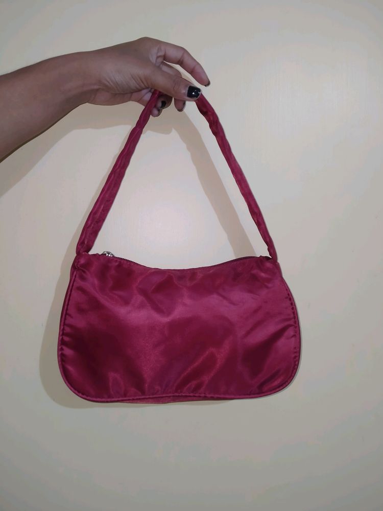 Aesthetic Maroon  Y2k CO BAUGETTE BAG