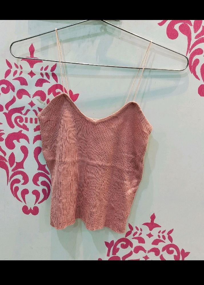 🌸 Today's Sale🌸 Solid Baby Pink Ribbed Crop Top