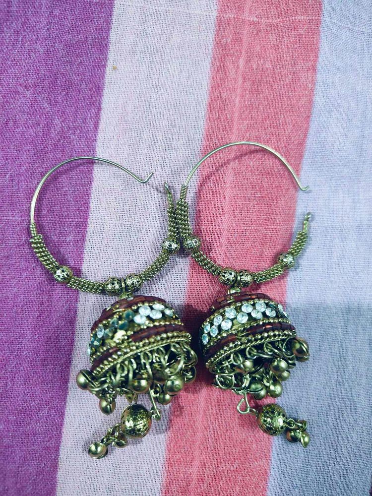 Earrings/Jhumkas Studded with Stones N Cut Danas