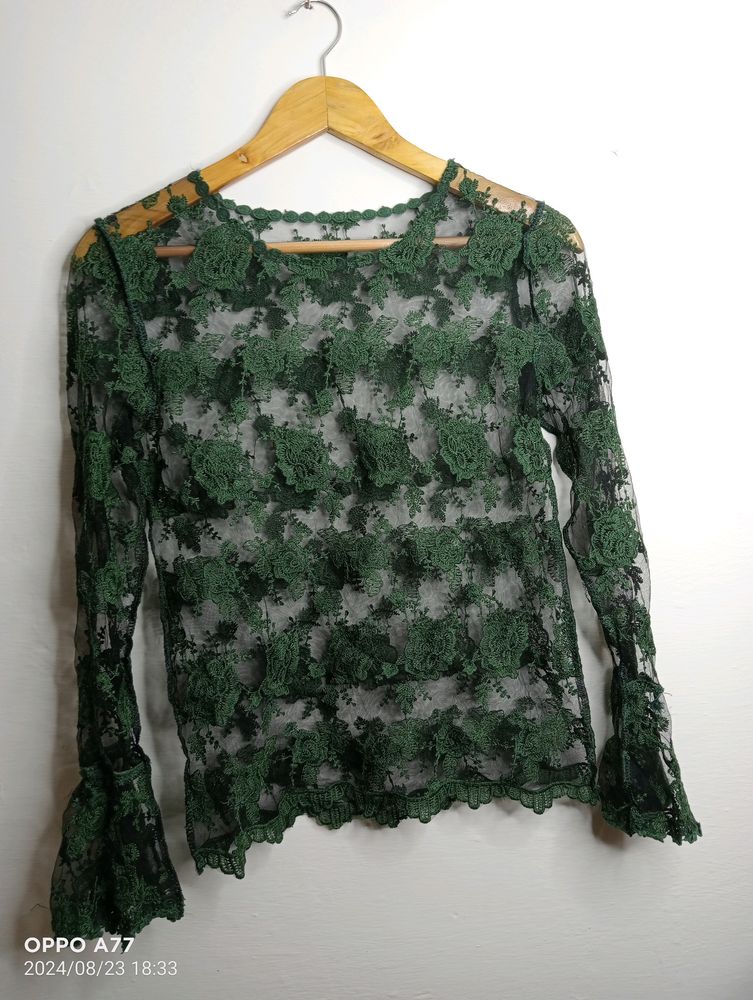 Green Printed Long Top (Girl' s)I