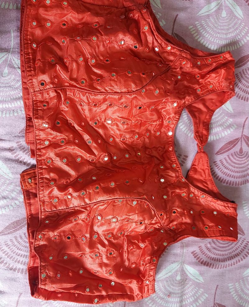 Red Party Wear Blouse With Unstitched Sleeves