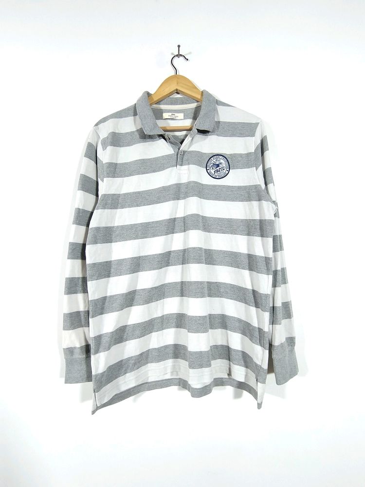 White And Grey Striped T Shirts (Men's)