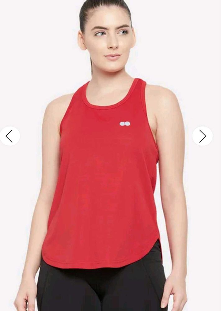 Clovia Dry Fit Red Tank Top