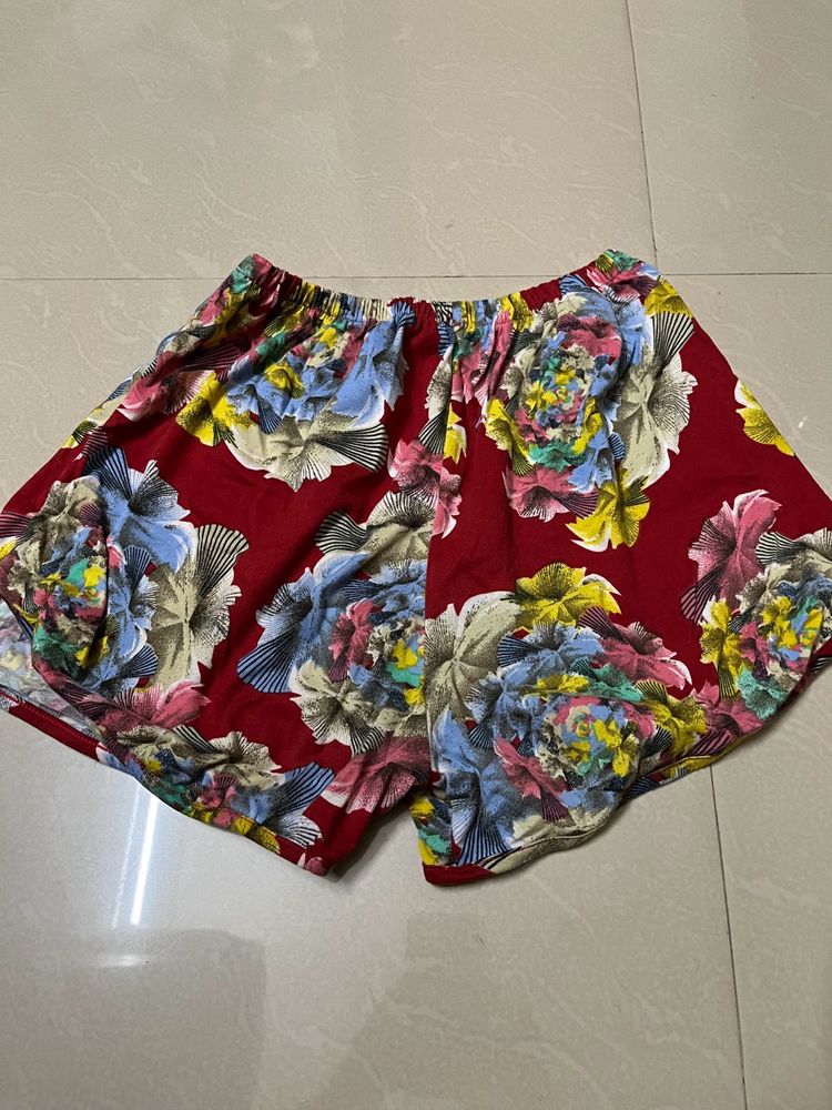 Women Floral Printed Short Red Colour