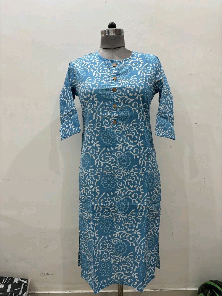 Printed Straight Kurti (100% Cotton)