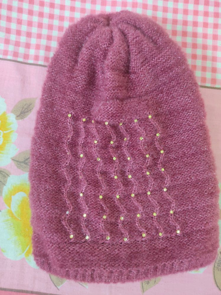 Purple  Woolen Cap For Women