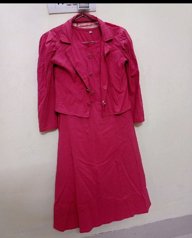 Pink Dress For Casual Woth Jacket