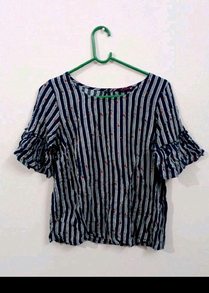 Navy Blue Cotton Summer Top