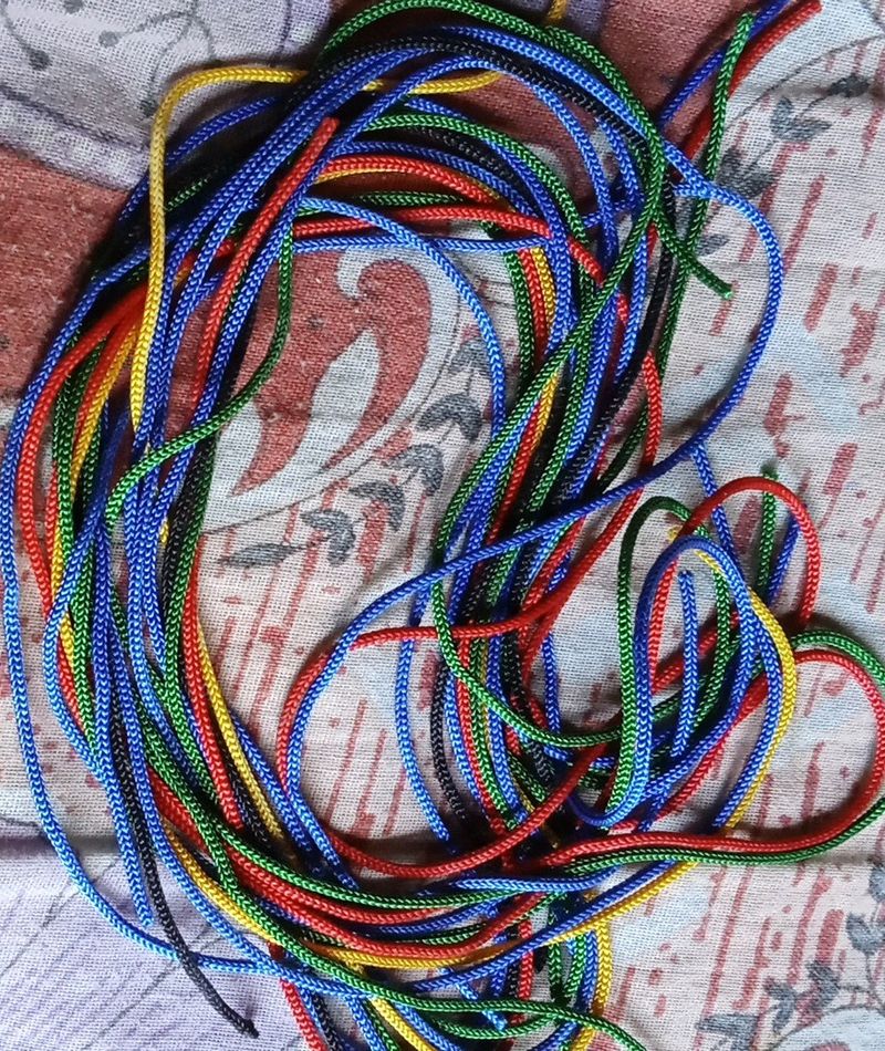 Colourful Thread, With Yellow, Blue Green and Red