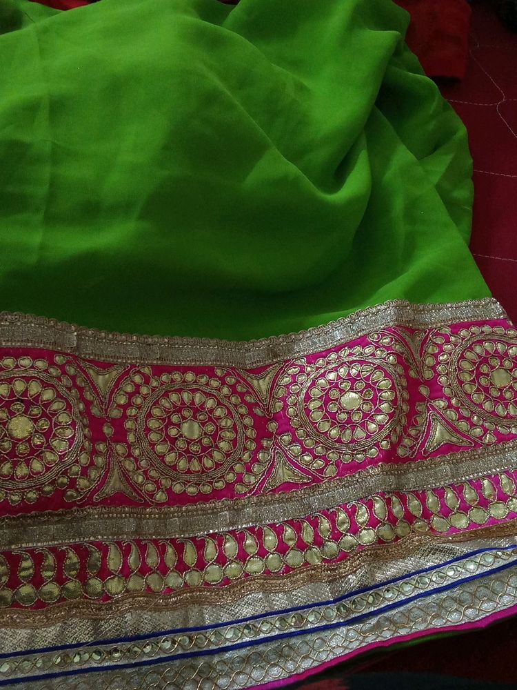 Gotta Paati Work New Saree With Unstitched Blouse