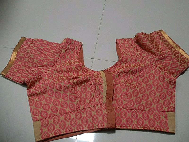 Cotton Rose Pink Stiched Blouse Party Wear