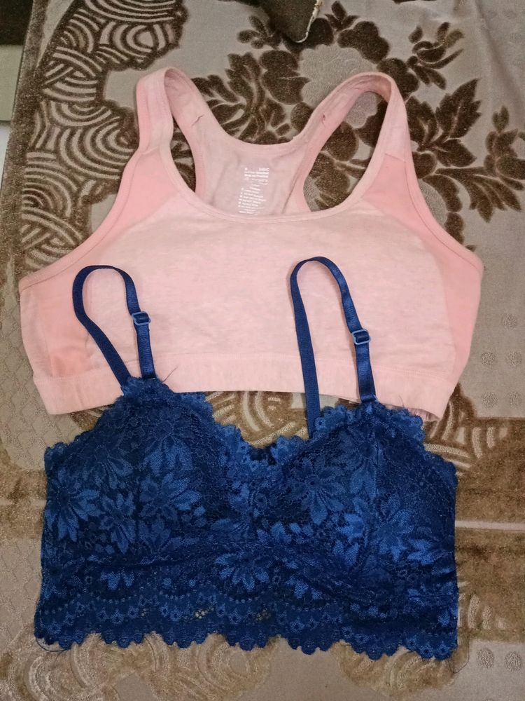 Jockey Padded Sports Bra 34 B Medium With Blue