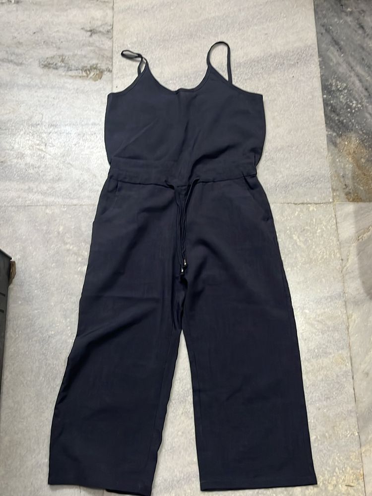 Aesthetic Grey/black Jumpsuit With Adjustable Wais