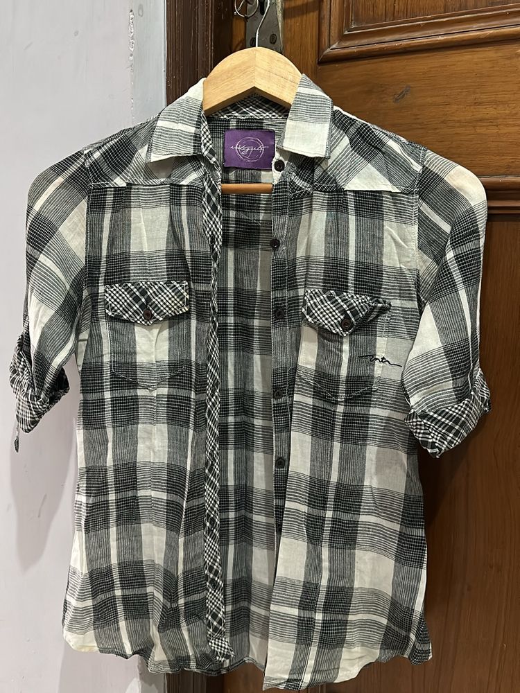 Black And White Checks Shirt