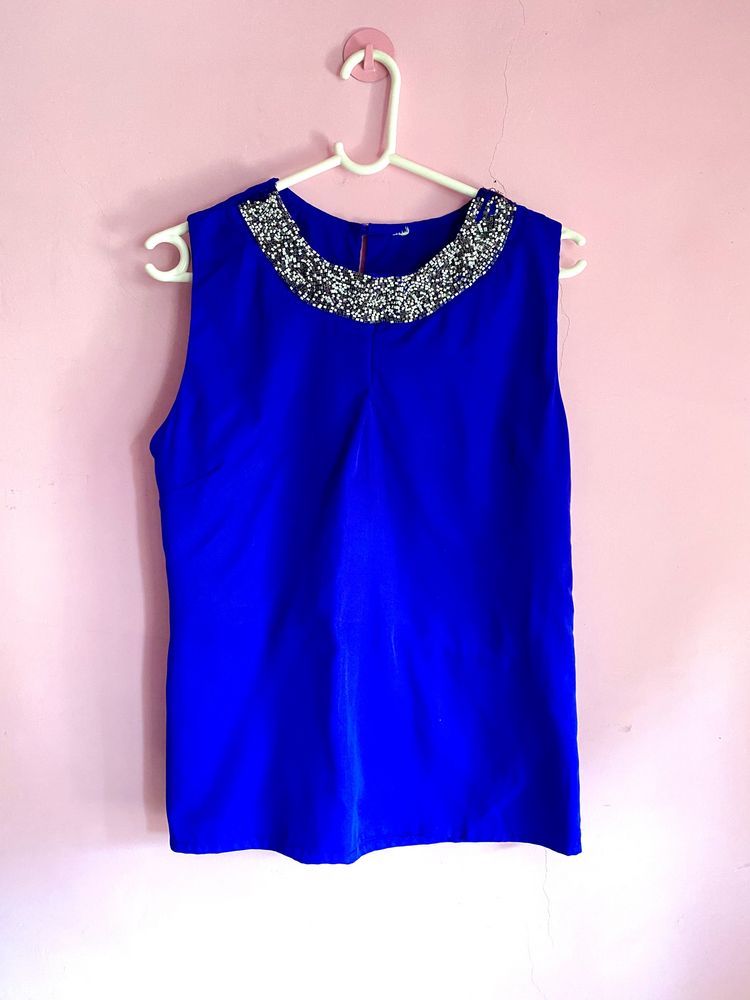 Blue Embellished Top