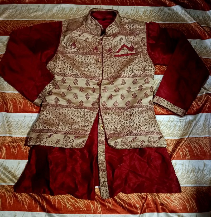 Red And Golden Aesthetic Designers Sherwani