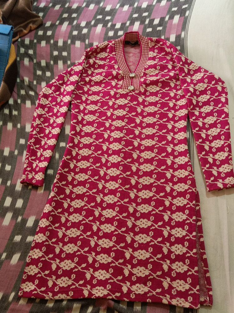 Lovely Rose pink Colour Woolen Kurti