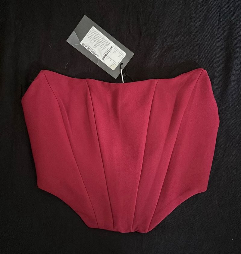 Trendyol Maroon Solid Corset Crop Top