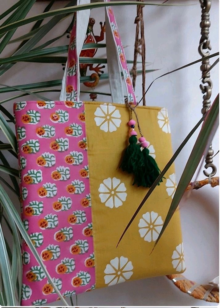 Pink And Mustard Tote Bag