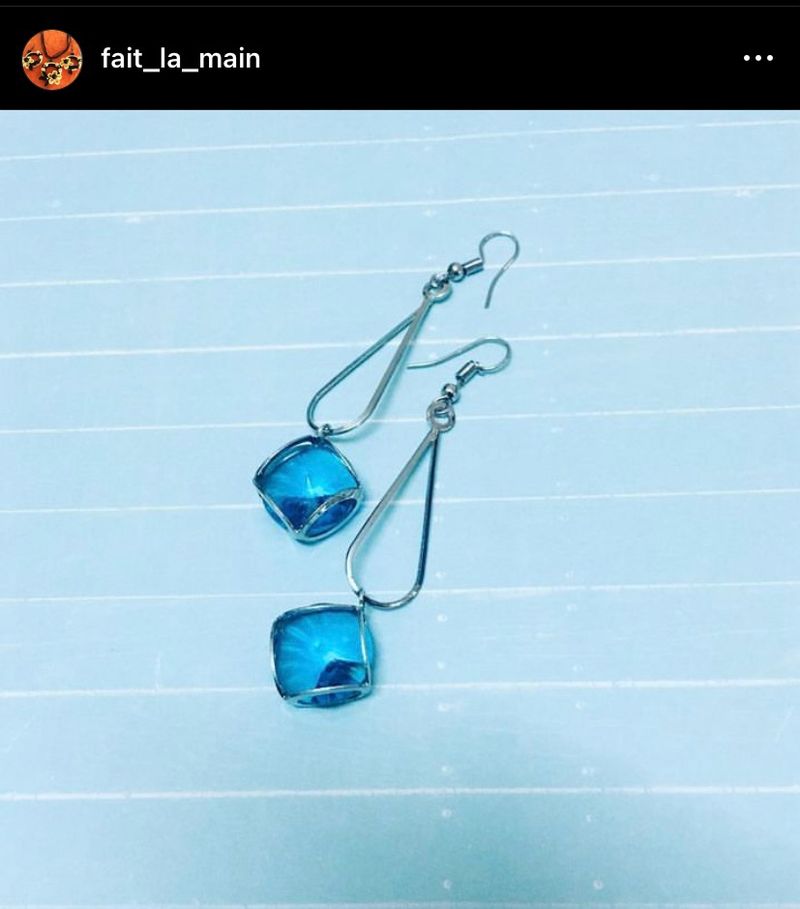 Silver And Blue Crystal Earrings