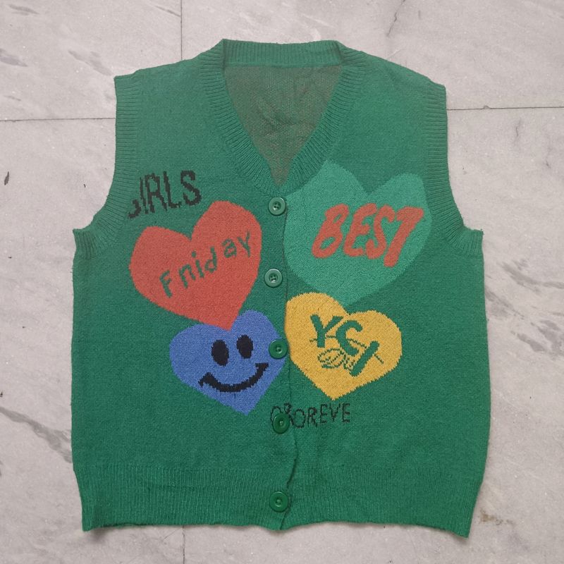 Y2k Green Sweater Vest