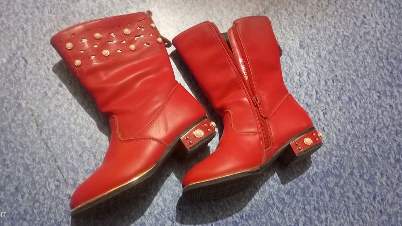 Girls Kids Long Leather Boots