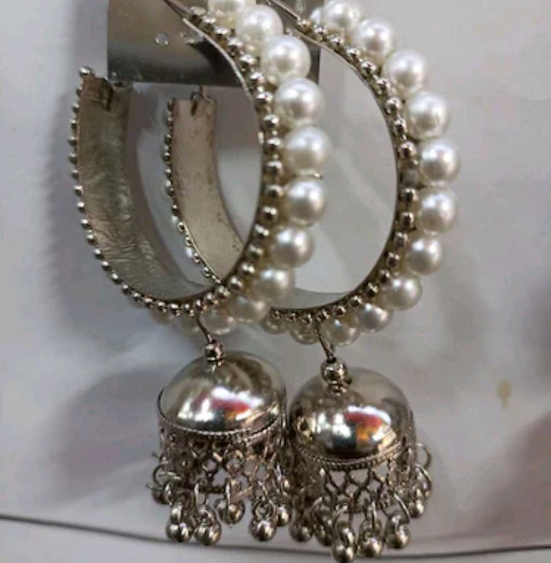 Traditional White Beads Earrings